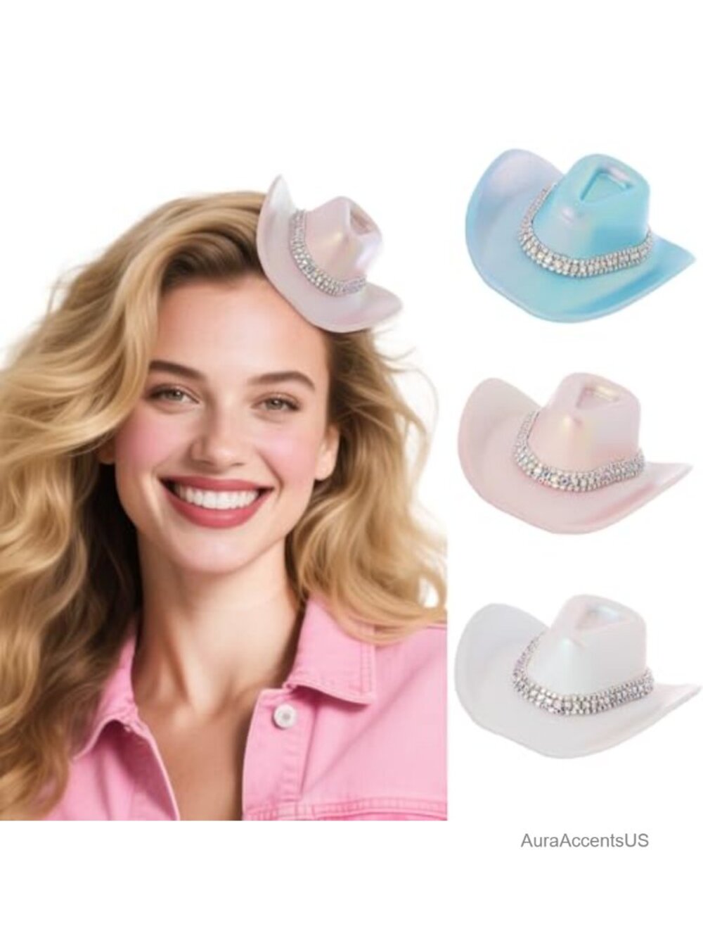 Rhinestone Mini Cowboy Hat 3 Pack Western Party Cosplay Costume Accessory
